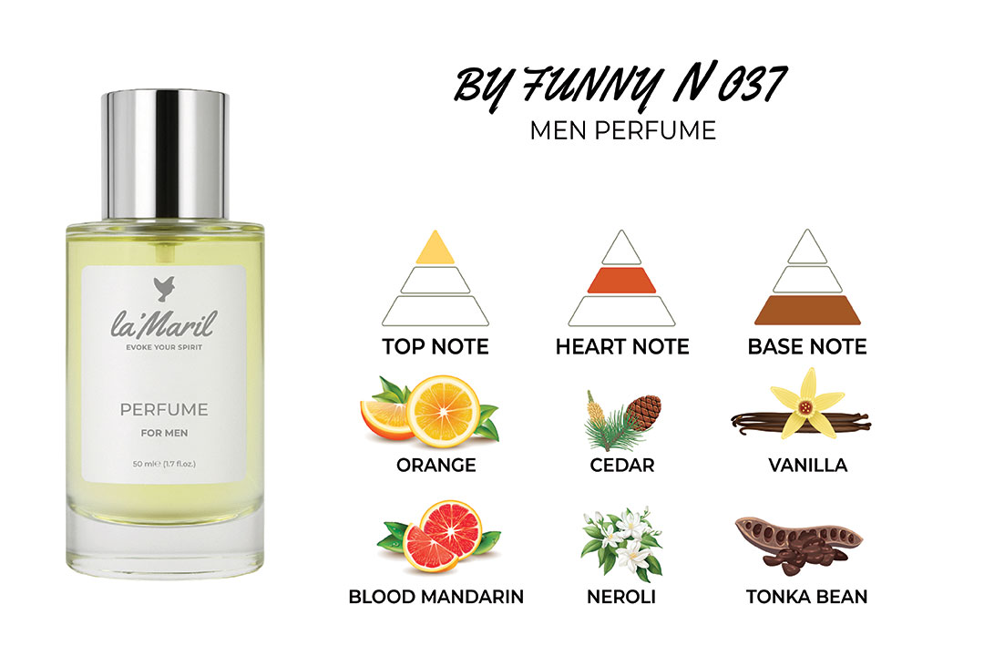Orange, Sea Notes, Aldehydes, Blood Mandarin Pepper, Neroli, Cedar Vanilla, Tonka Bean, White Musk, Amber, Vetiver, Elemi resin lamaril-Türkiye'nin-en-iyi-erkek-parfümü