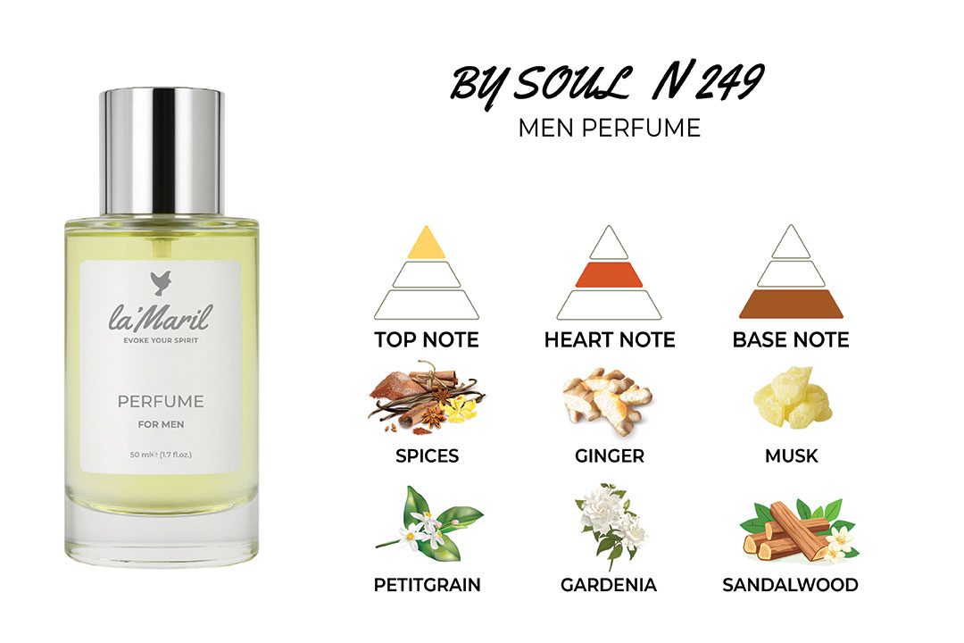 by-soul-lamaril-Лучший-мужской-парфюм Green Notes, Grapefruit, Spices, Bergamot, Lavender, Petitgrain Ginger, Violet, Gardenia, Sage Musk, Sandalwood, Incense, Vetiver, Guaiac Wood, Labdanum Лучший-мужской-парфюм
