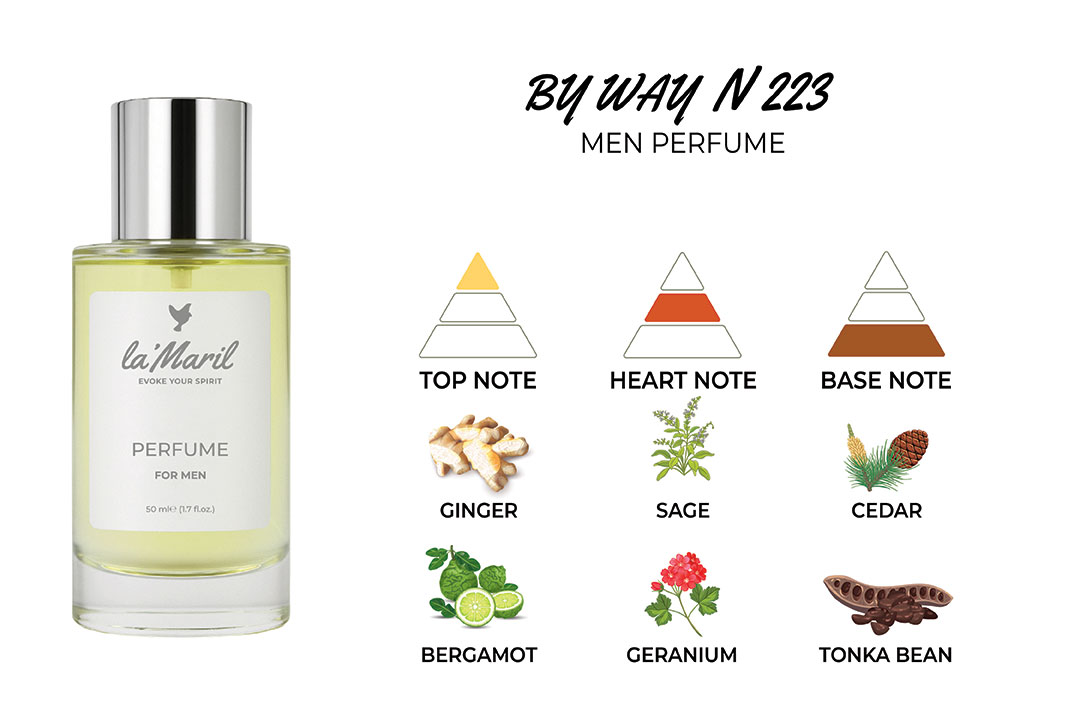by-way-lamaril-En-iyi-erkek-parfümü Apple, Ginger, Bergamot Sage, Juniper Berries, Geranium Amberwood, Tonka Bean, Cedar, Vetiver, Olibanum lamaril-En-iyi-erkek-parfümü