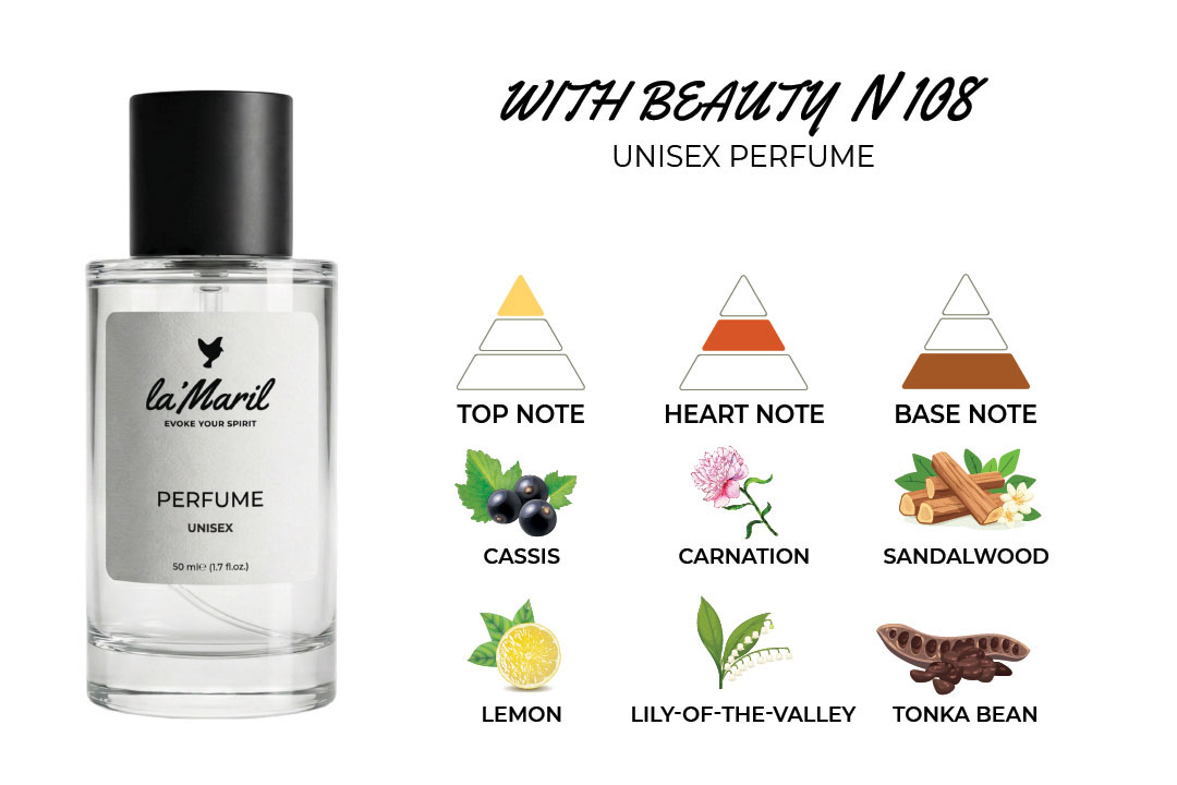 with beauty lamaril perfume Passionfruit, Cassis, Lemon, Fern Tea Rose, Carnation, Lily-of-the-Valley Tonka Bean, Musk, Sandalwood unisex lamaril perfumes in Türkiye
