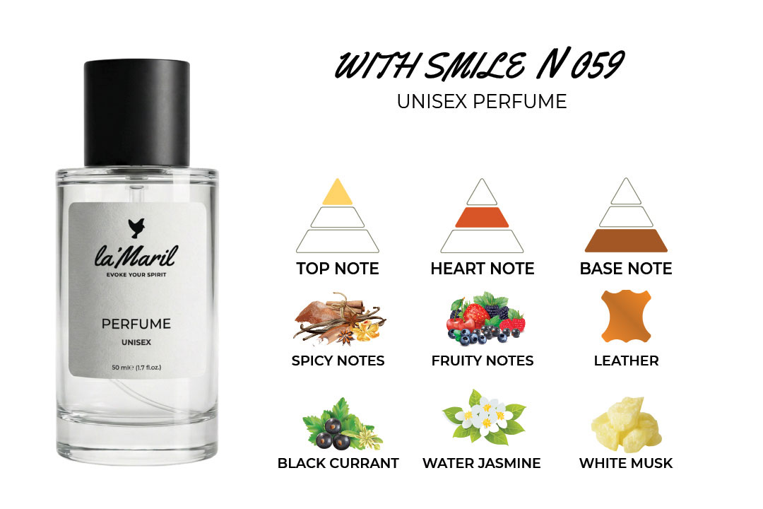 with smile lamaril perfume unisex perfumes in Türkiye Sicilian Lemon, Bergamot, Black Currant, Spicy Notes Fruity Notes, Patchouli Leaf, Water Jasmine Cedar, Leather, Sandalwood, Vanilla, White Musk, Moss