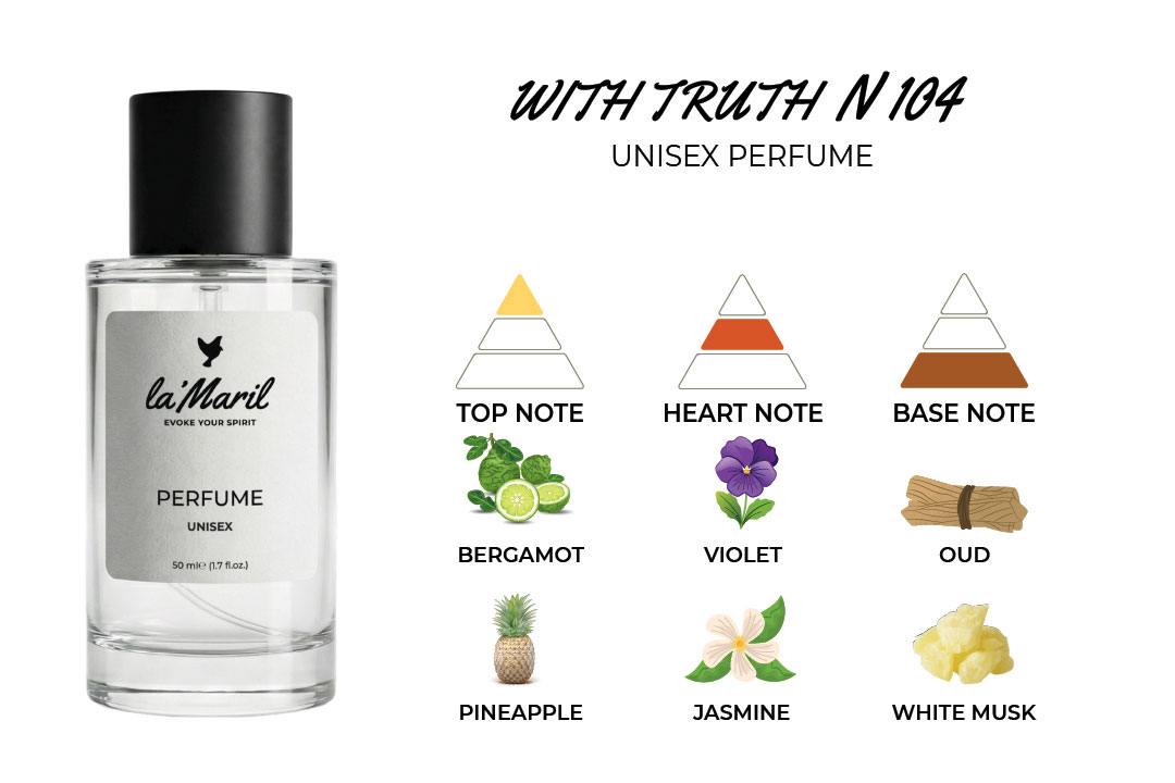 with truth lamaril unisex perfumes Mandarin Orange, Orange, Pineapple, Bergamot Ozonic notes, Amber, Violet, Jasmine, Rose Musk, Sandalwood, Birch, Agarwood (Oud) unisex lamaril perfumes in Türkiye